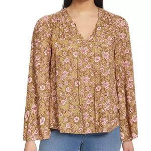 Jessica Simpson Women's Leslie Boho Long Flare Sleeve Drawstring Blouse